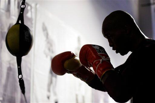 Boxer Bernard Hopkins trains during a media workout. Hopkins is scheduled to fight Tavoris Cloud on March 9.