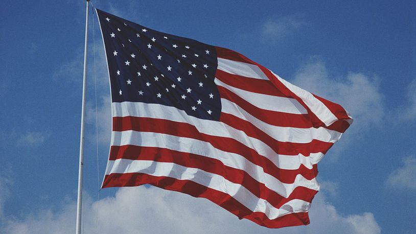 An American flag flying