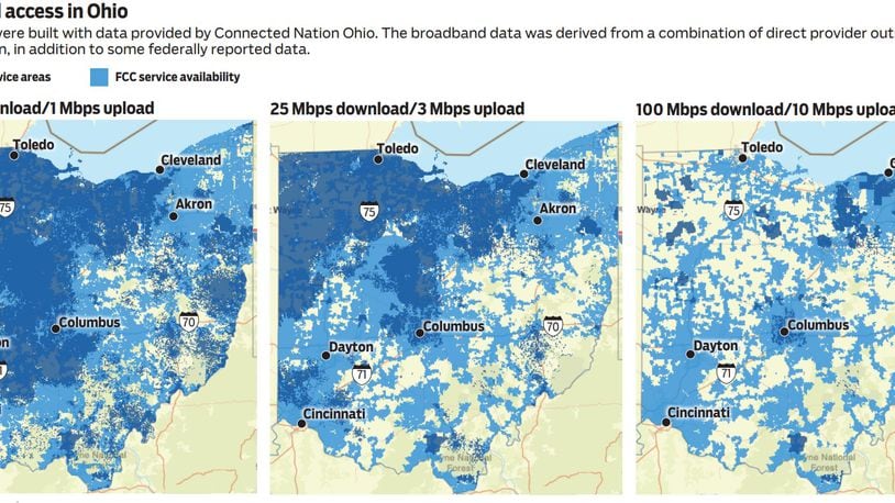 Broadband availability across Ohio.