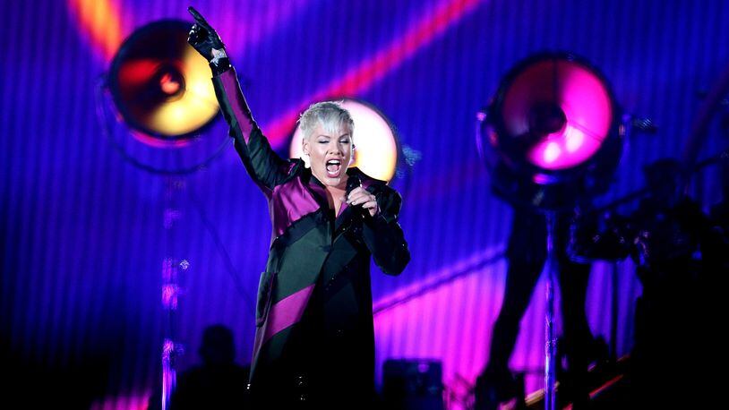 Singer Pink performs live on stage at Forsyth Barr Stadium on September 1, 2018 in Dunedin, New Zealand.  Pink will be honored Feb. 5, 2019 with a star on the Hollywood Walk of Fame.