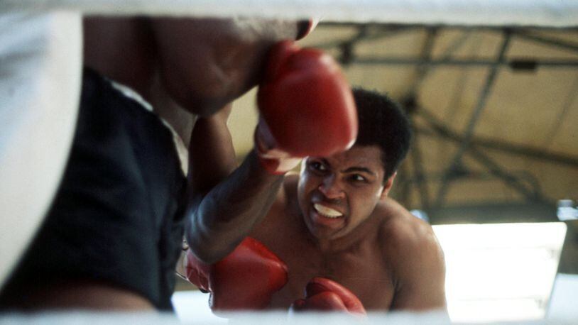 Muhammad Ali in action against Al "Blue" Lewis in Dublin, Ireland in 1972.