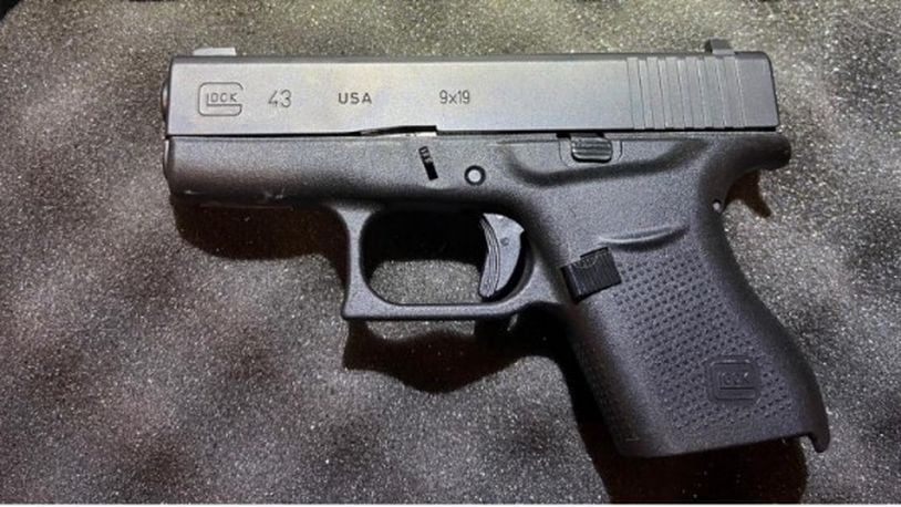 This handgun was detected by TSA officers in a passenger’s carry-on bag at John Glenn Columbus International Airport (CMH) in December. CONTRIBUTED