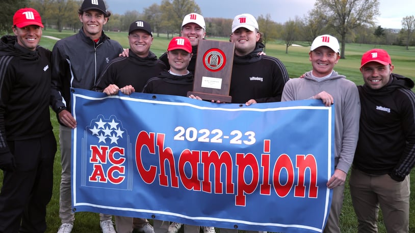 The Wittenberg men's golf team poses for a photo after winning the NCAC championship on April 30 at Westfield Country Club. Photo courtesy of Wittenberg