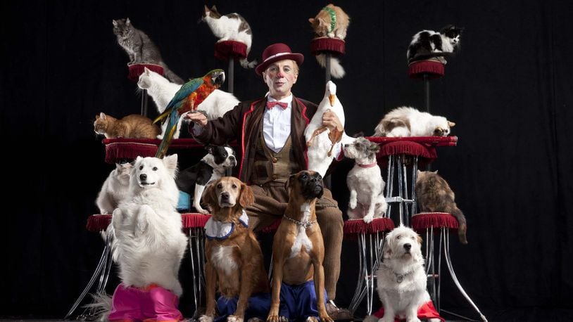 Russian-born Gregory Popovich will bring more than 30 pets he has acquired from various animal shelters to entertain audiences as part of the Popovich Comedy Pet Theater, coming to the Clark State Performing Arts Center. CONTRIBUTED