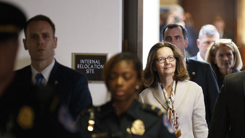 Gina Haspel, the Trump administration’s nominee for CIA director, departs the hearing room after the public part of her confirmation hearing before the Senate Intelligence Committee on Capitol Hill, in Washington, May 9, 2018. (Tom Brenner/The New York Times)