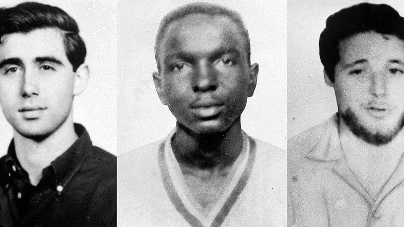 This undated file combination photo made from photos provided by the FBI on June 29, 1964, shows civil rights workers, from left, Andrew Goodman, James Chaney and Michael Schwerner. The three, who disappeared near Philadelphia, Miss., on June 21, 1964, were later found buried in an earthen dam in rural Neshoba County. Authorities said they had been beaten and shot at close range. (AP Photo/FBI, File)