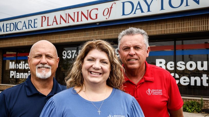 From left, Chris Curtis, Jody Curtis and Jim Spalding all with Medicare Planning of Dayton will help people navigate Medicare when it is time to sign up. They are located on Poe Ave. in Dayton. JIM NOELKER/STAFF