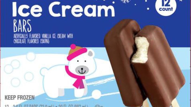 A photo of the box that Fieldbrook Foods ice cream bar products come in. The recalled bars are sold under the Kroger brand and as Purple Cow brand at Meijer stores. CONTRIBUTED