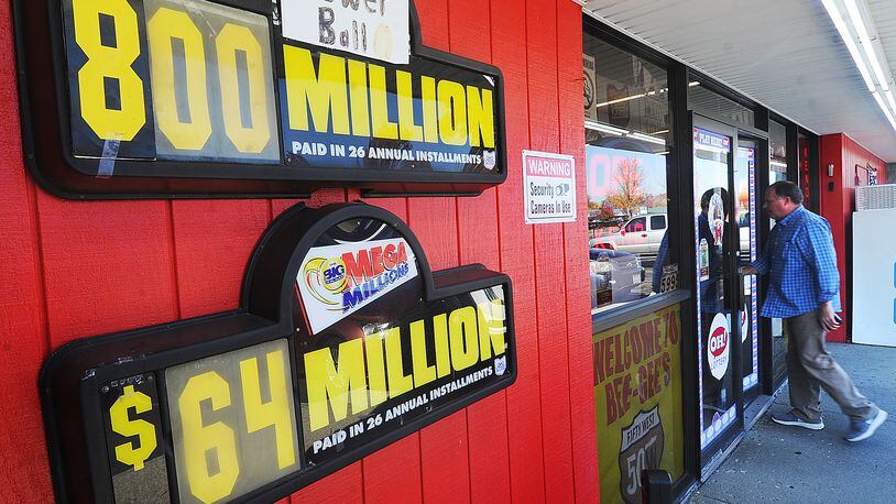 With the Powerball being over 800 million Bee-Gee's Market in Kettering stayed busy selling tickets Thursday Oct. 27, 2022.   MARSHALL GORBY\STAFF