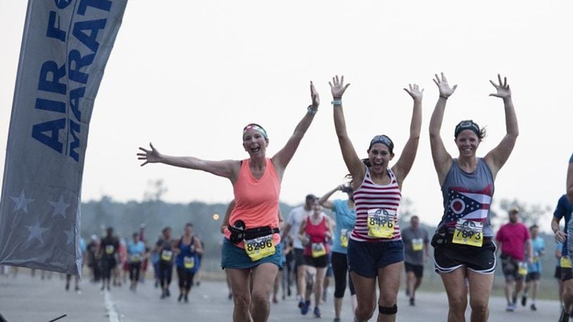 Due to the impact of the COVID-19 pandemic, Air Force officials had canceled the 2020 Air Force Marathon, which would have been held Sept. 19. A virtual race option that was already planned to be added this year and has now sold out. Runners will be required to run during the month of September their selected distance of the Air Force Marathon, half marathon, 10K, 5K, Tailwind Trot or the Fly! Fight! Win! Challenge Series race. (U.S. Air Force photo/Michelle Gigante)