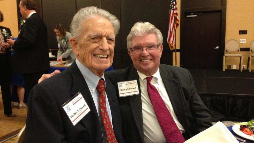 Former Congressman Walter Powell and his good friend, Stanley Aronoff, right, are shown at lunch in the fall of 2013. Powell died in 2020, and Aronoff, former Ohio Senate president, died this week at the age of 91. SUBMITTED PHOTO