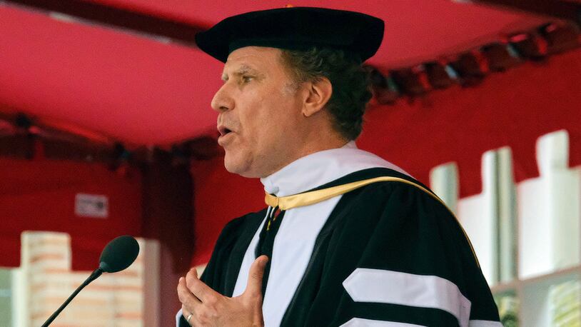 Actor Will Ferrell addresses the University of Southern California's Class of 2017 at USC's 134th commencement ceremony in Los Angeles on Friday, May 12, 2017. (AP Photo/Richard Vogel)
