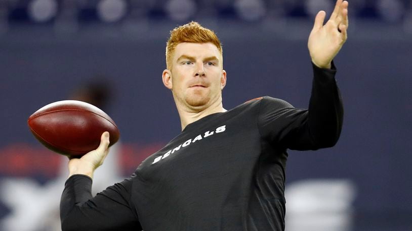 Bengals quarterback Andy Dalton warms up before a game against the Texans on December 24, 2016 in Houston.