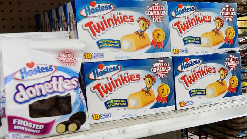 FILE PHOTO: Hostess Twinkie snack cakes and Donettes are on display at a store.