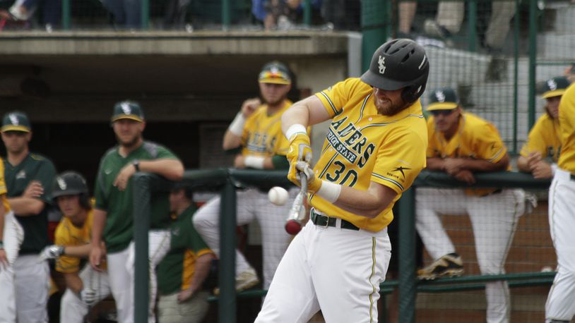 Wright State junior first baseman Gabe Snyder will try to lead the Raiders to a third consecutive Horizon League tournament championship this week in Chicago. TIM ZECHAR/CONTRIBUTED PHOTO