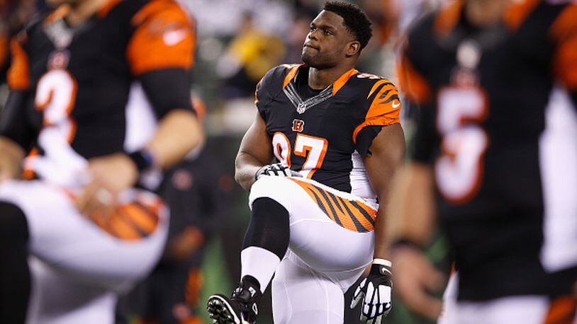 CINCINNATI, OH - JANUARY 09: Geno Atkins #97 of the Cincinnati Bengals warms up prior to the AFC Wild Card Playoff game against the Pittsburgh Steelers at Paul Brown Stadium on January 9, 2016 in Cincinnati, Ohio. (Photo by Joe Robbins/Getty Images)