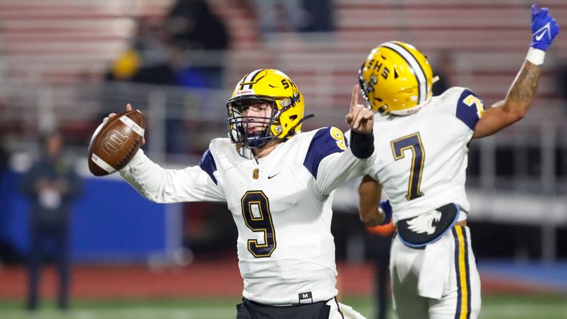 Springfield defeated Cincinnati Moeller 28-24 in the Division I state semifinals at Piqua on Friday, Nov. 25, 2022. Michael Cooper/CONTRIBUTED