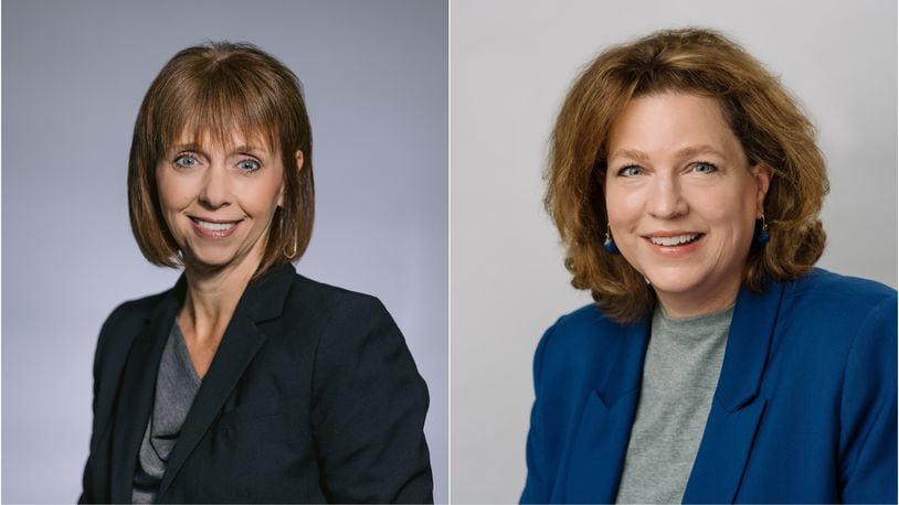 Cox Enterprises has named Suzanne Klopfenstein (left) the publisher of Cox First Media, which includes the Dayton Daily News, the Springfield News-Sun, the Journal-News and Dayton.com. Klopfenstein will assume her new role on Jan. 1, 2023, when publisher Jana Collier (right) retires.