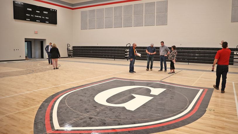 Greenon School Board officials toured the new, nearly complete, Greenon School earlier this month prior to the board meeting. BILL LACKEY/STAFF