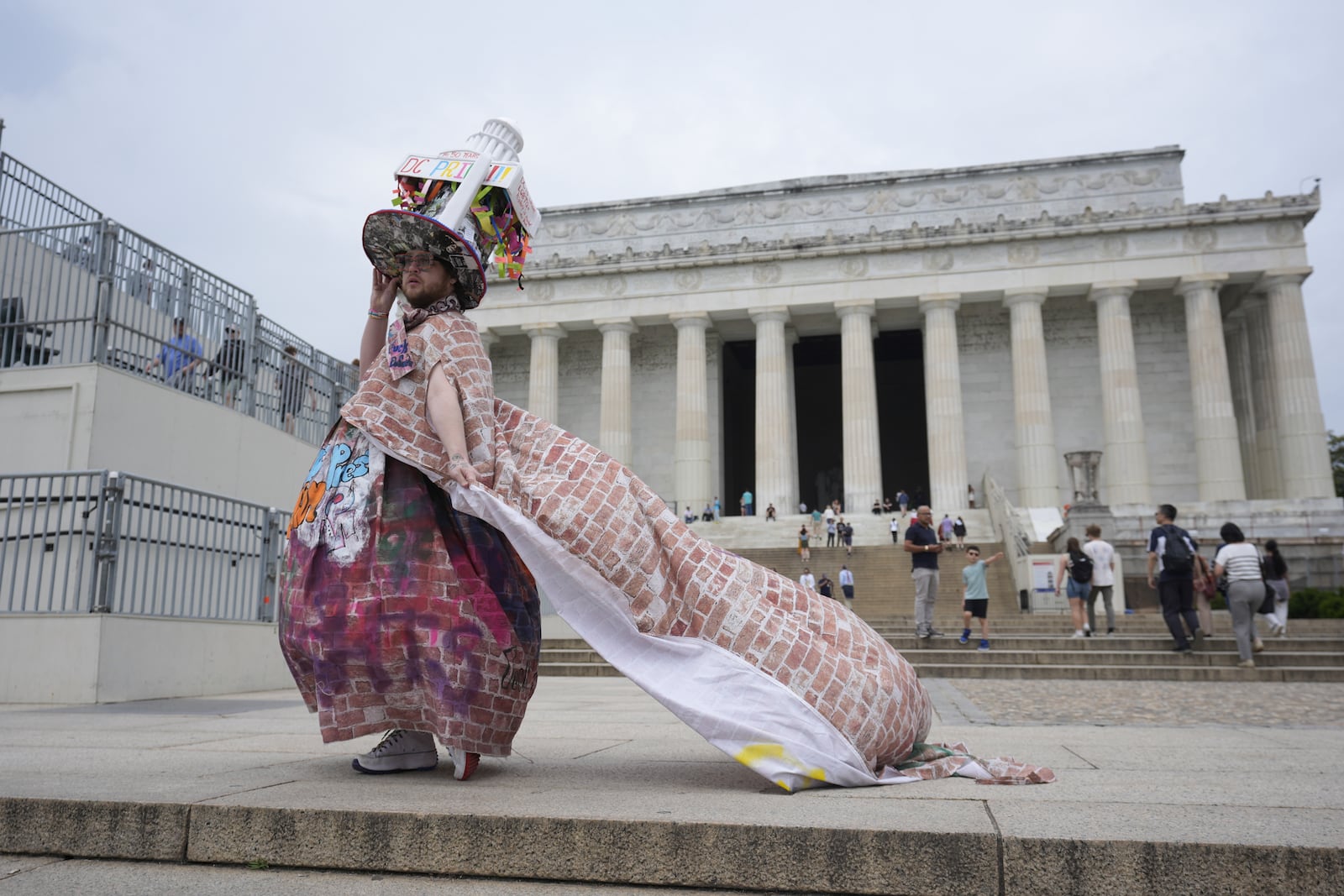 Tyler Cargill poses for a photo during the World Pride Rally and March at the Lincoln Memorial, Sunday, June 8, 2025, on the National Mall in Washington. (AP Photo/Alex Brandon)