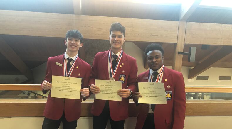 Nick Dunn (left), a junior in Dental Assisting; Xzavyier Mines (right), a junior in Engineering & Architectural Design; and Jaime Botello (middle), a junior in Electrical Trades attended the SkillsUSA Regional Officer Training Institute after being elected into office as SkillsUSA Southwest Regional Officers in November 2022. Contributed