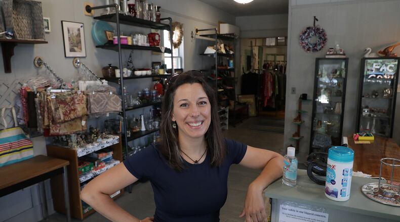 Allyson Rudnicki, owner of Thrifty Sense in Medway. Allyson has had great success connecting with her customers on social media. BILL LACKEY/STAFF