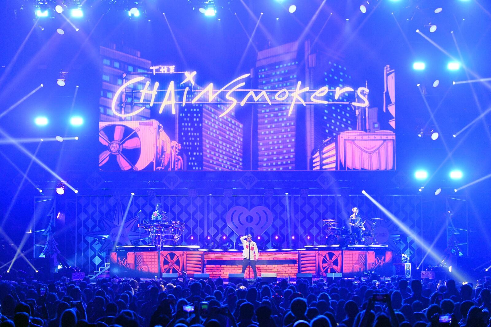 The Chainsmokers perform onstage at the Z100’s Jingle Ball 2017 in New York City. They are one of the headline acts for Bunbury Music Festival in Cincinnati June 1-3. DIA DIPASUPIL/GETTY IMAGES