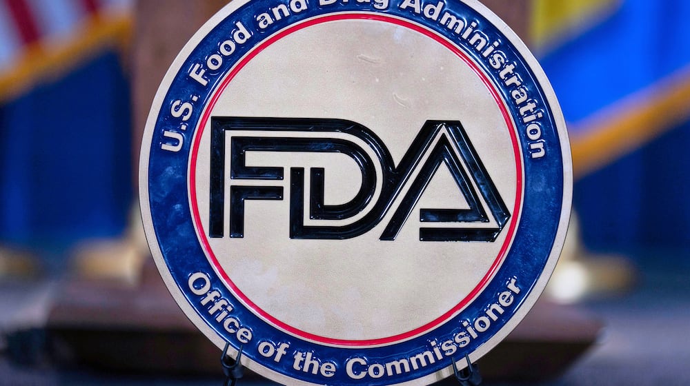 FILE - The Food and Drug Administration seal is seen at the Hubert Humphrey Building Auditorium in Washington, April 22, 2025. (AP Photo/Jose Luis Magana, File)