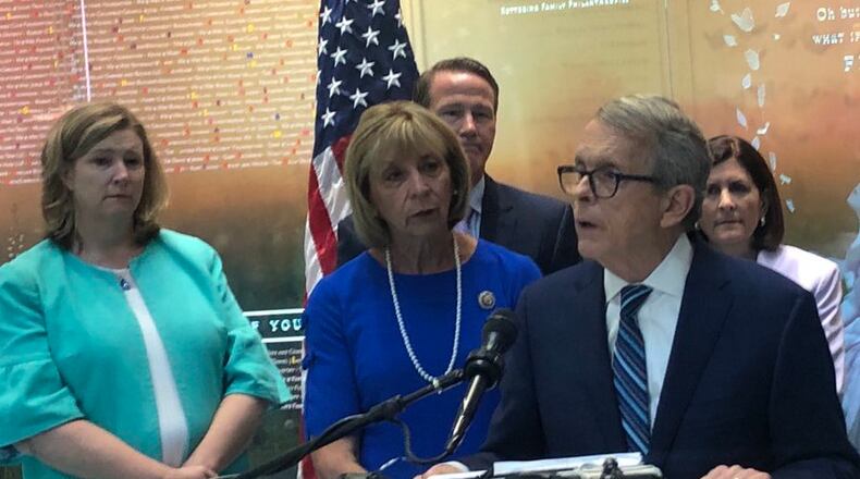Gov. Mike DeWine speaks at Dayton Children’s Hospital.