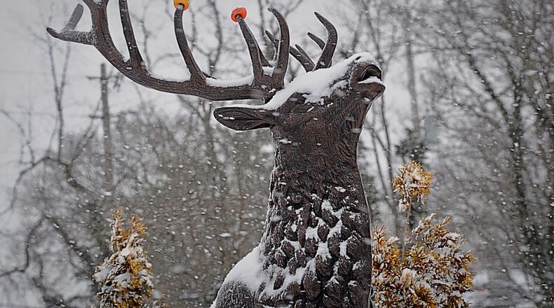 Snow falls early Feb. 16, 2021, in the Centerville area.