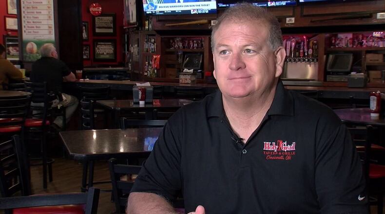 Jim Moehring is eager to offer sports betting to his customers at Holy Grail at the Banks. But he'd like fewer restrictions. LOT TAN/WCPO