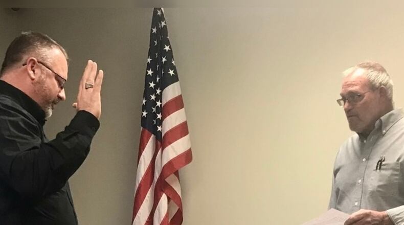 Christopher Crowley was sworn in Tuesday evening, March 22, 2022, as a Bethel Twp. trustee. HASAN KARIM/STAFF