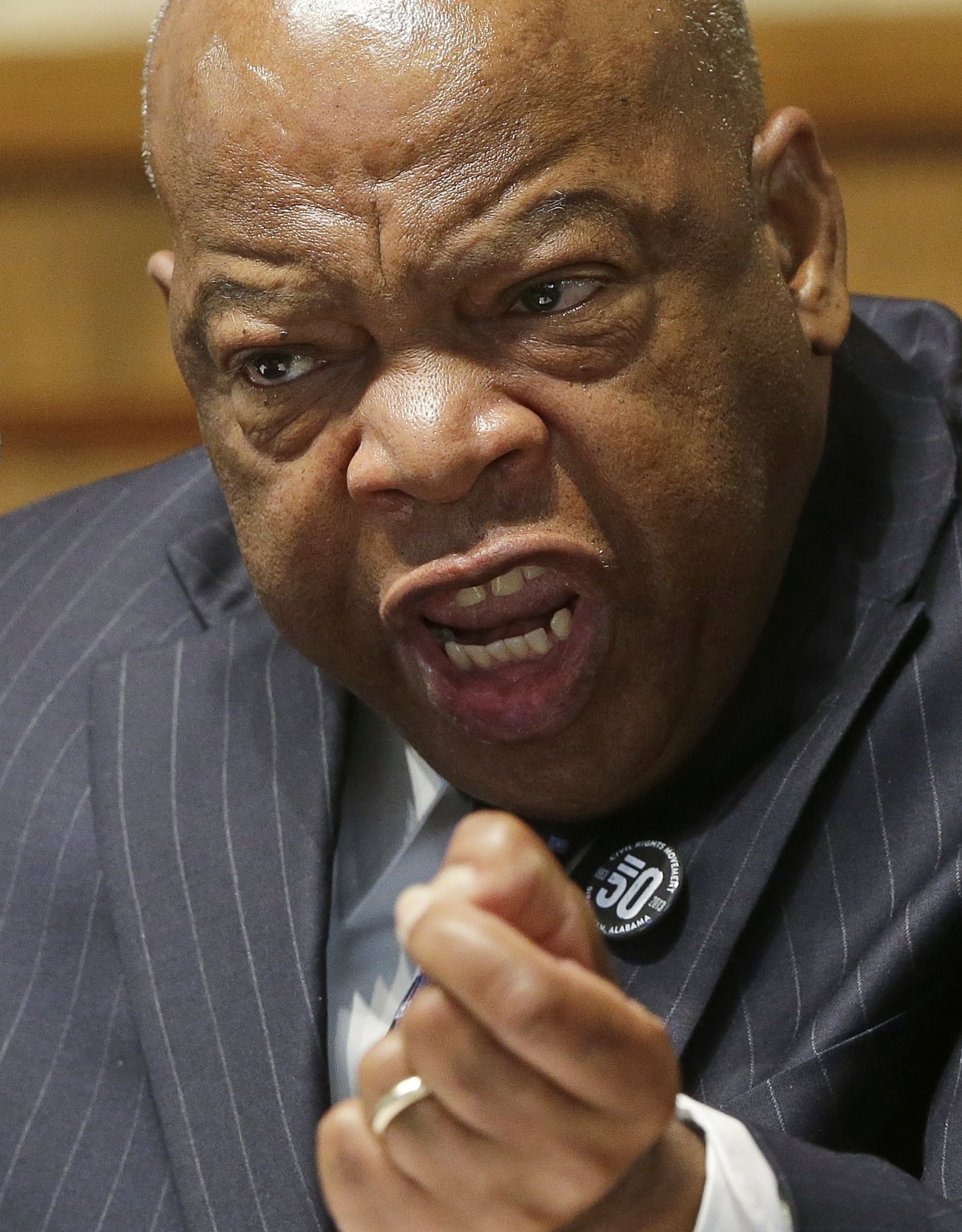 FILE - U.S. Rep. John Lewis, D-Ga., addresses a gathering at the 16th Street Baptist Church in Birmingham, Ala., Sept. 13, 2013. (AP Photo/Dave Martin, file)