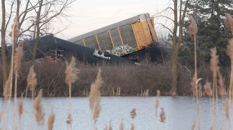 Train cars derailed at Rt 41 in Clark County on March 4, 2023. BILL LACKEY/staff