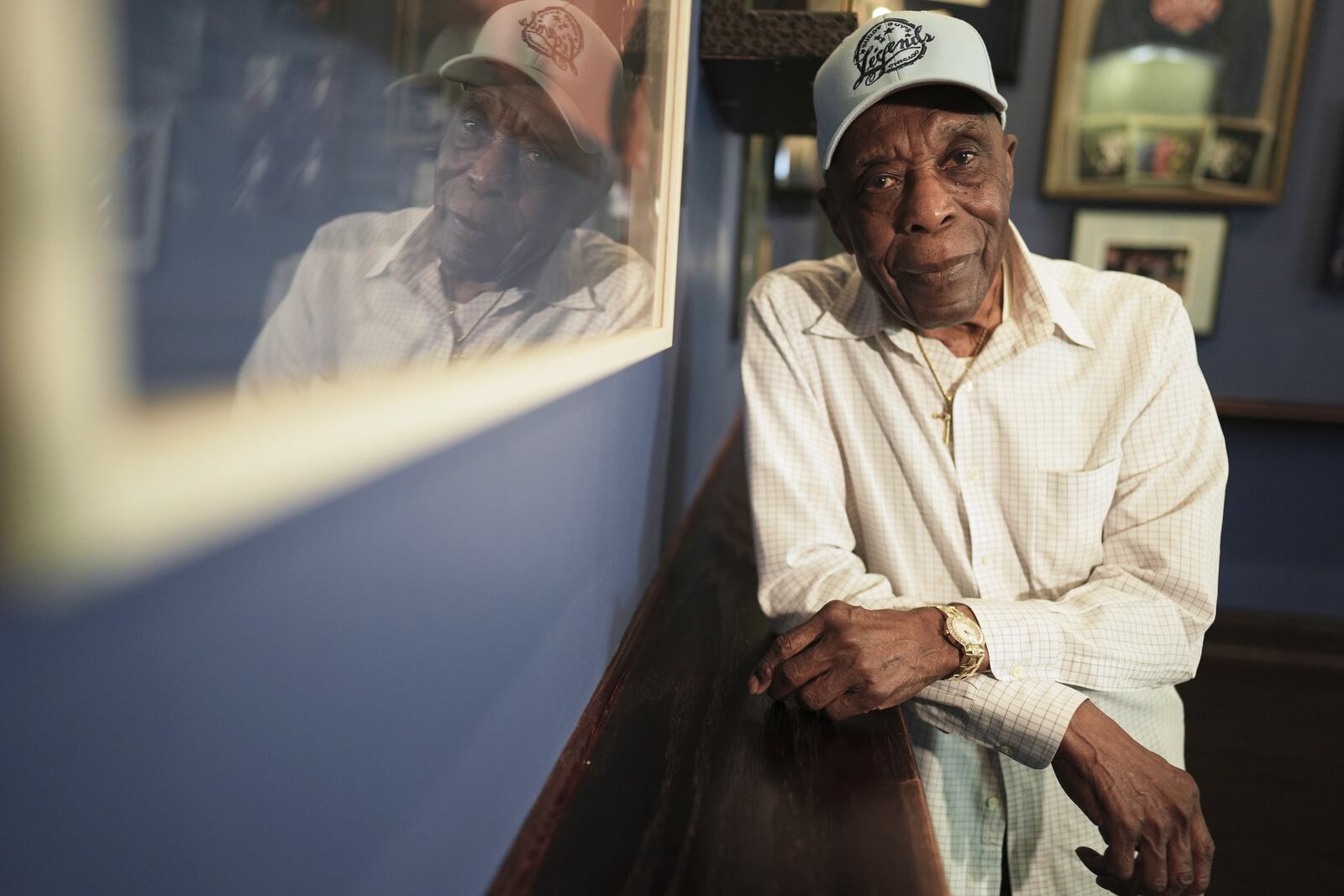 Buddy Guy poses for a portrait at Buddy Guy's Legends in Chicago on Thursday, July 24, 2025. (AP Photo/Nam Y. Huh)