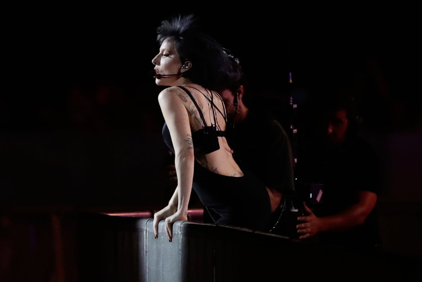 FILE - Lady Gaga rehearses for her free concert on Copacabana beach, in Rio de Janeiro on May 2, 2025. (AP Photo/Bruna Prado, File)