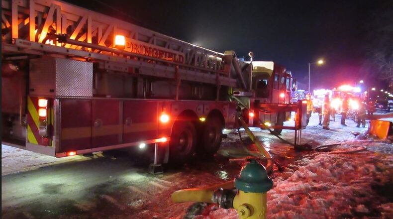 A fire at a vacant house on Dec. 25, 2022, was among nearly 70 calls for the Springfield Fire Rescue Division's "C unit." Calls were up 30% on this frigid Christmas from the division's daily average for this year. CONTRIBUTED