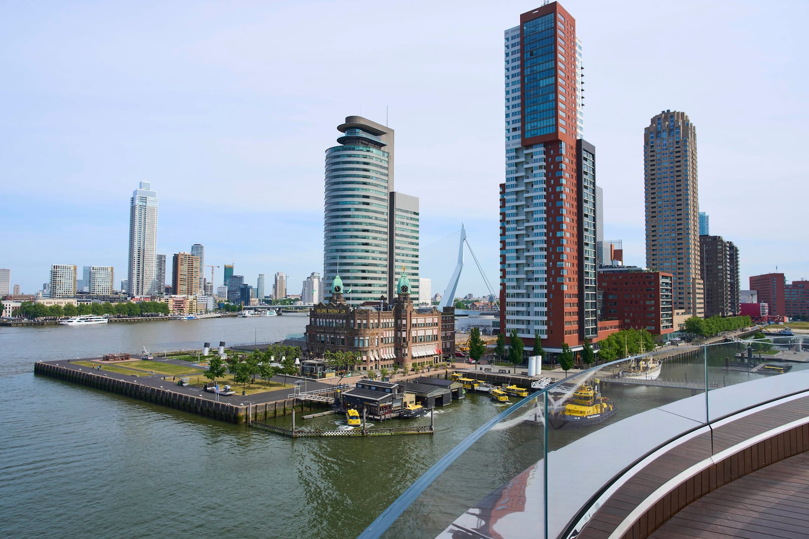 View of the harbour from the Fenix Migration Museum in Rotterdam, Netherlands, Wednesday, May 14, 2025. (AP Photo/Peter Dejong)