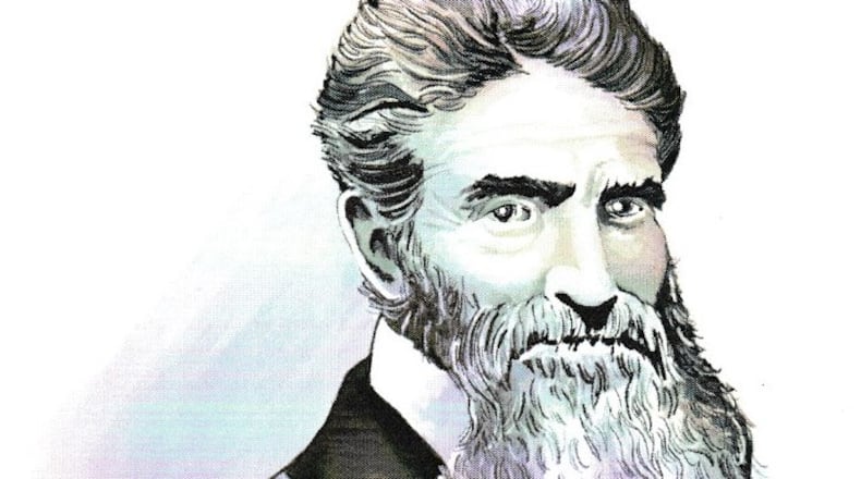 Historian Dennis Frye likened John Brown's plans to end slavery to modern day sanctions in his March 5 presentation during the 12th Springfield Civil War Soymposium. Illustration by Darren Kitchen