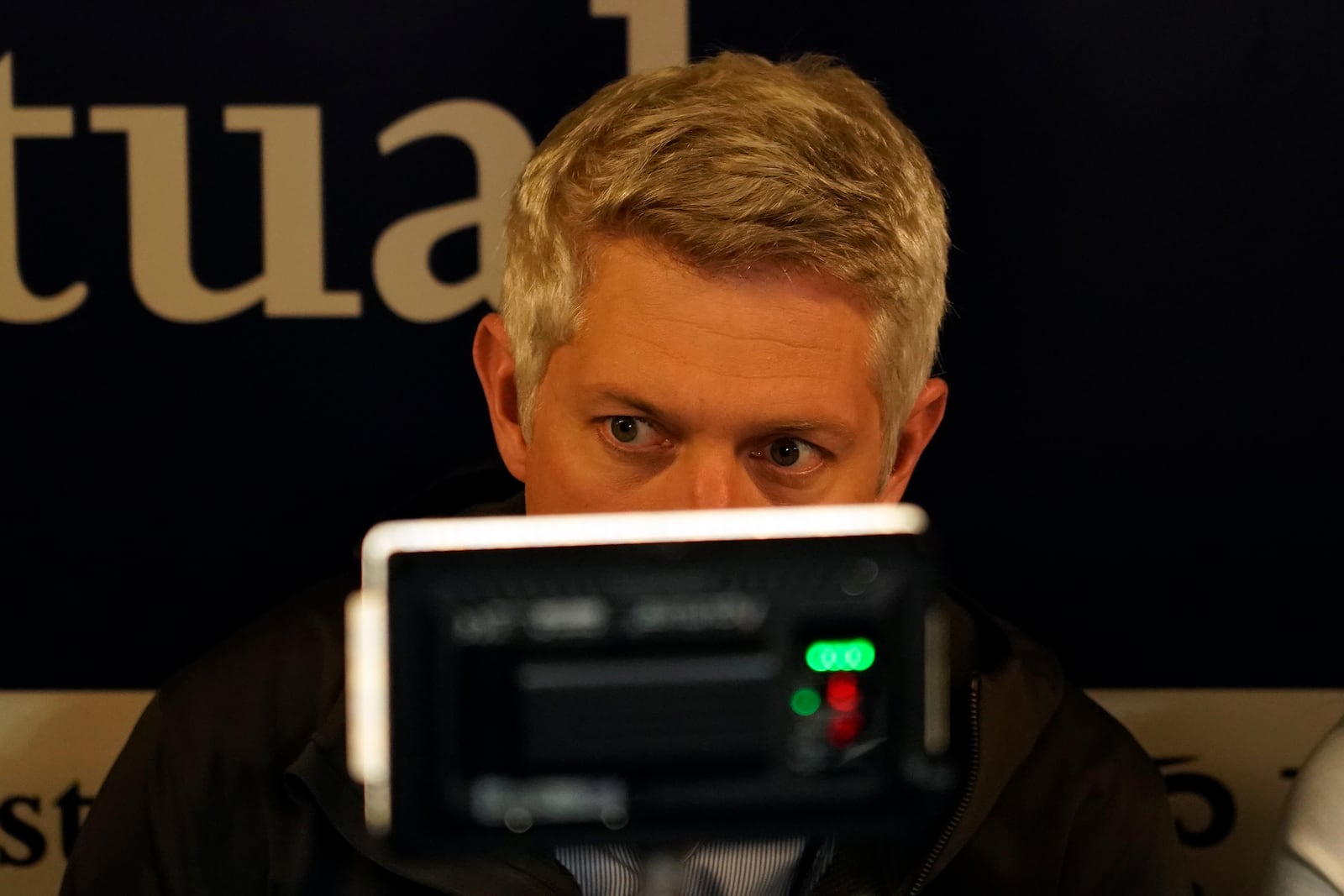 Mike Elias, executive vice president and general manager for the Baltimore Orioles, speaks to the media before a baseball game against the Milwaukee Brewers, Tuesday, May 20, 2025, in Milwaukee. (AP Photo/Aaron Gash)