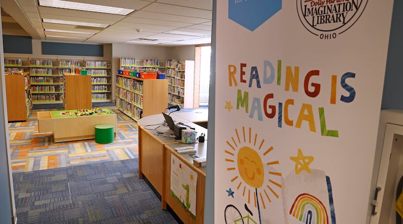 The newly renovated Youth Services Department at the New Carlisle Public Library Monday, Feb. 6, 2023. The library has spent the past few weeks working on the project, which includes replacing the furnature and frooring as well as a dedicated area for teens, an adaptable space for story time and other programs and a circulation desk in the Youth Services area. It is the library's first remodel in nearly 20 years. BILL LACKEY/STAFF
