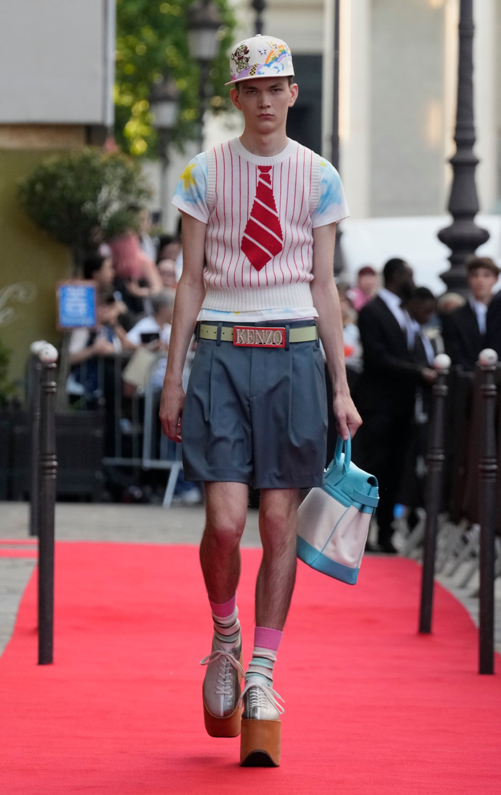 A model wears a creation as part of the men's Kenzo Spring-Summer 2026 collection, that was presented in Paris, Friday, June 27, 2025. (AP Photo/Michel Euler)