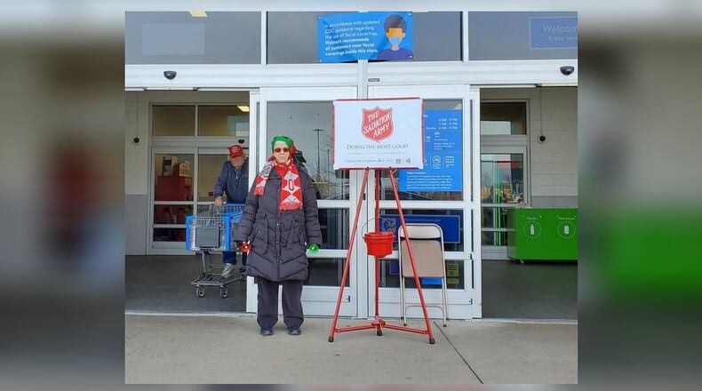 The Springfield Salvation Army’s Red Kettle Campaign begins the day after Thanksgiving and runs through Christmas Eve. Here, Linda Divan volunteered last year during the campaign. Contributed