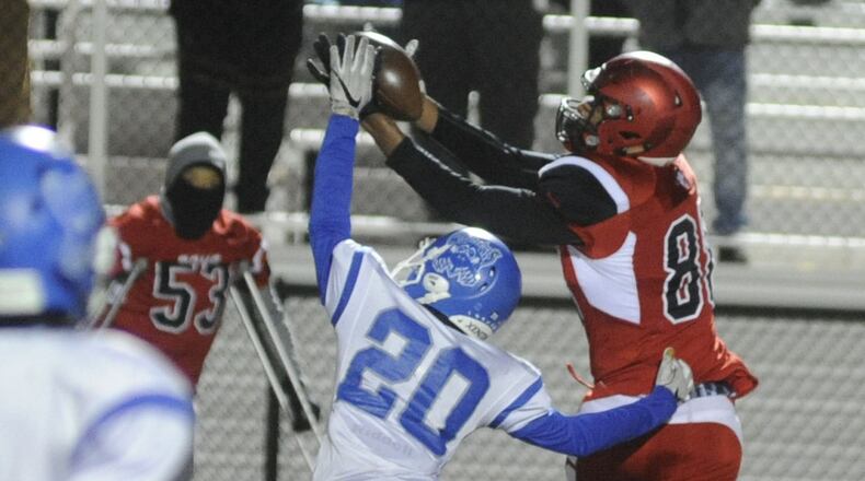 Trotwood-Madison senior TE Justin Stephens (right) has been offered by many Big Ten and MAC programs. MARC PENDLETON / STAFF