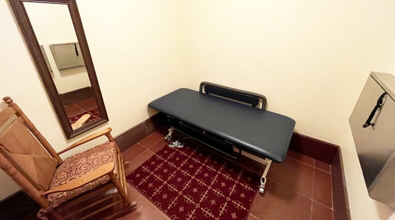 The newly installed universal changing table in the Ohio Statehouse's Mother's Room, ground floor.