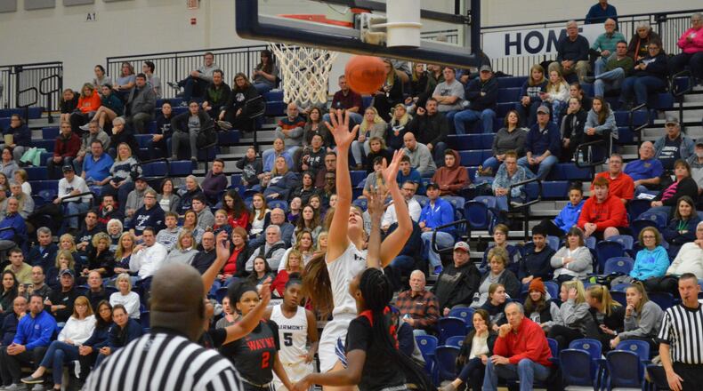 Madeline Westbeld puts up a shot during a recent game vs. Wayne at Trent Arena. Eric Frantz/CONTRIBUTED
