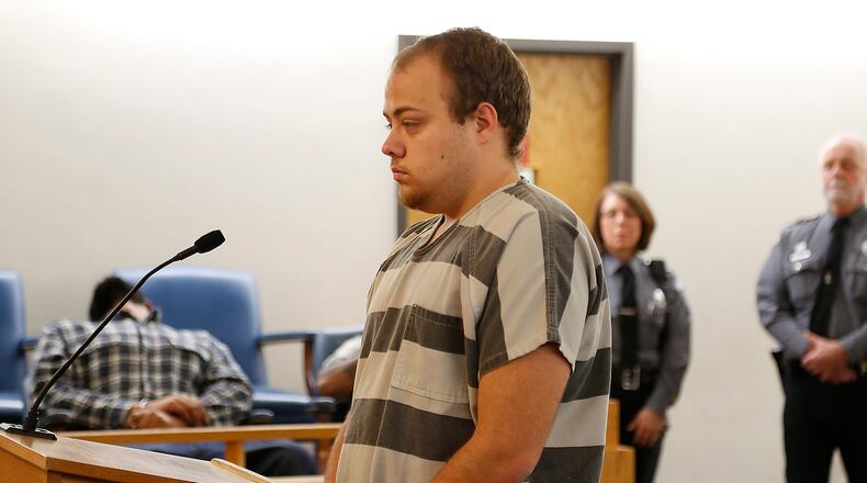 Brian Hayslip appears in Clark County Municipal Court for his arraignment Thursday for the murder of his 3-month-old child. Bill Lackey/Staff