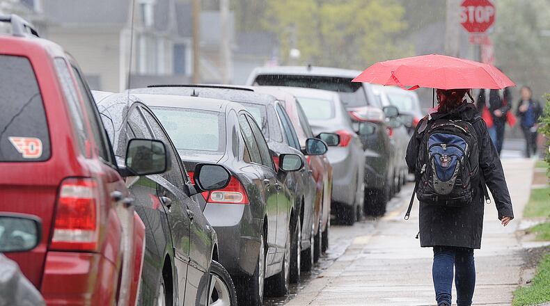 Umbellas up for April showers on Thursday, April 8, 2021.