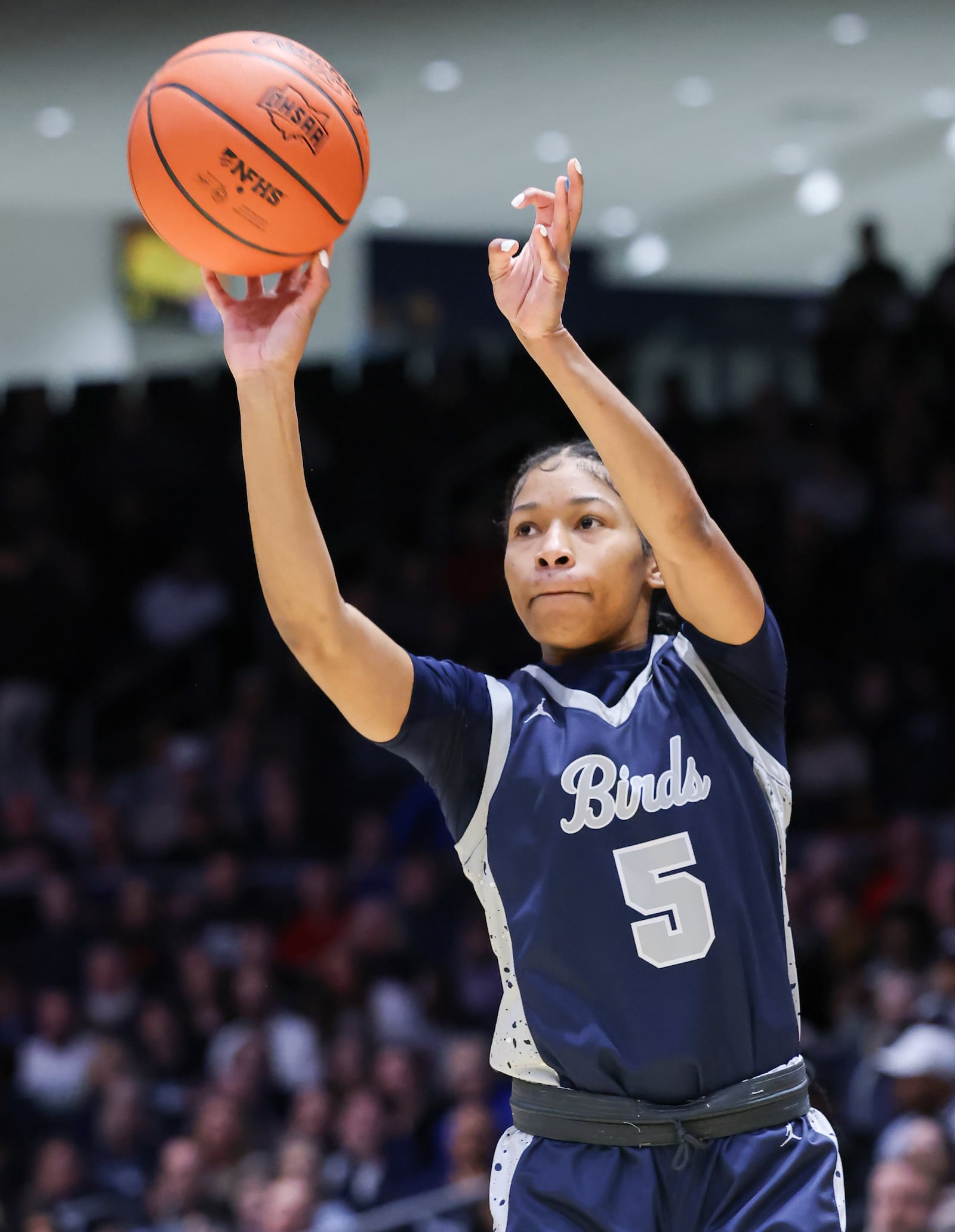 Fairmont senior guard Kaylah Thornton shoots a 3-pointer during the first half Division I state final against Princeton on Saturday, March 14 at University of Dayton Arena. BRYANT BILLING / STAFF