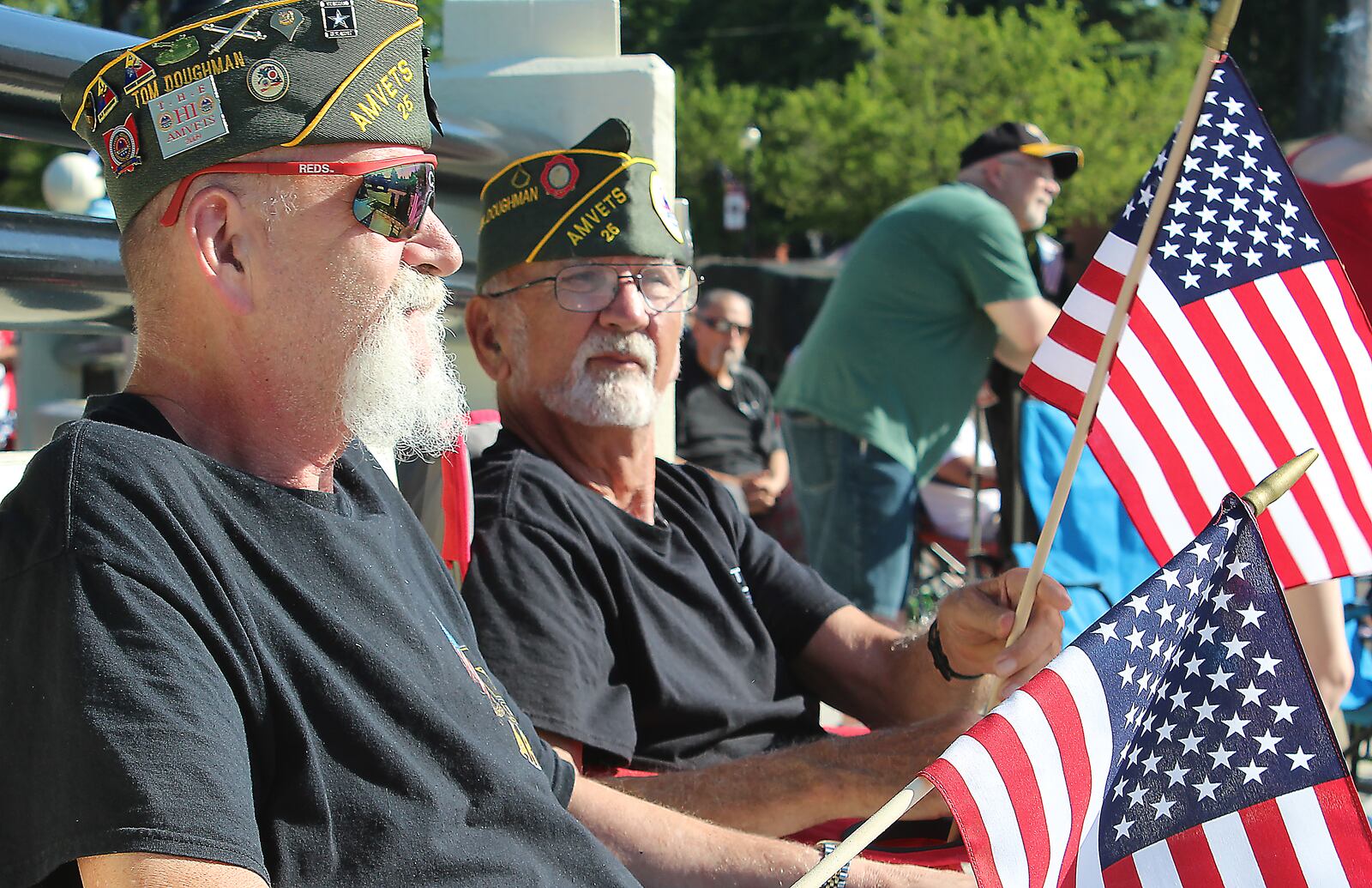 United States Army Veterans, (left) Charles Doughman and James Doughman watch the Springfield Memorial Day parade in 2017. STAFF